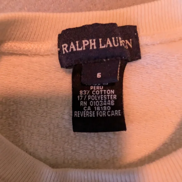 Vintage Ralph Lauren Polo Jeans Co American Flag Crewneck Sweatshirt Kids Sz 6 - Picture 3 of 8